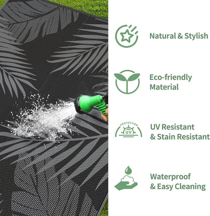 GENIMO Outdoor Rug Waterproof for Patios Clearance Black