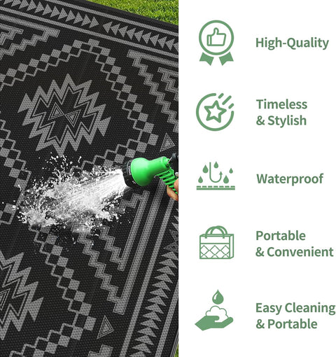 GENIMO Wave Diamond Geometric Waterproof Outdoor Rug