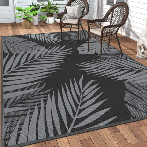 GENIMO Outdoor Rug Waterproof for Patios Clearance Black