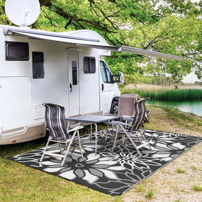 GENIMO Daisy Pattern Reversible Waterproof Outdoor Rug