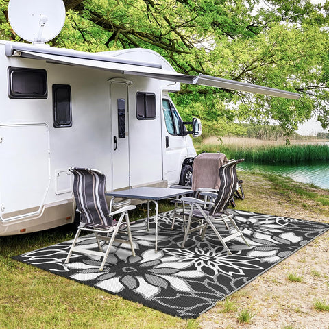 GENIMO Daisy Pattern Reversible Waterproof Outdoor Rug