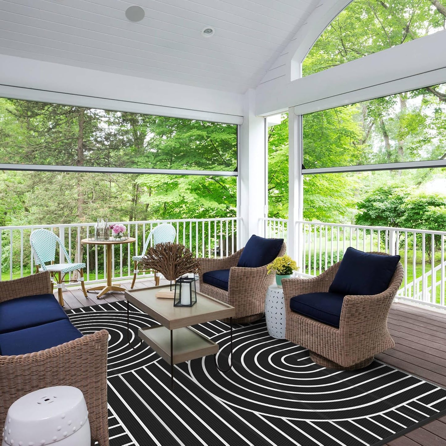 GENIMO Oval Stripe Double Sided Waterproof Outdoor Rug