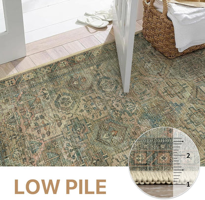 GENIMO Vintage Classic Print Washable Area Rug Blue Blush