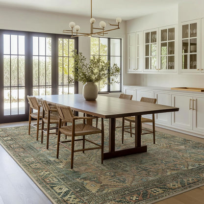 GENIMO Vintage Classic Print Washable Area Rug Blue Blush