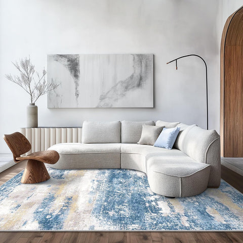 GENIMO Modern Abstract Print Soft Area Rug Blue