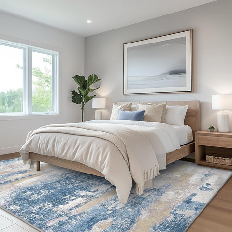 GENIMO Modern Abstract Print Soft Area Rug Blue