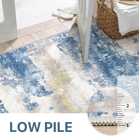 GENIMO Modern Abstract Print Soft Area Rug Blue