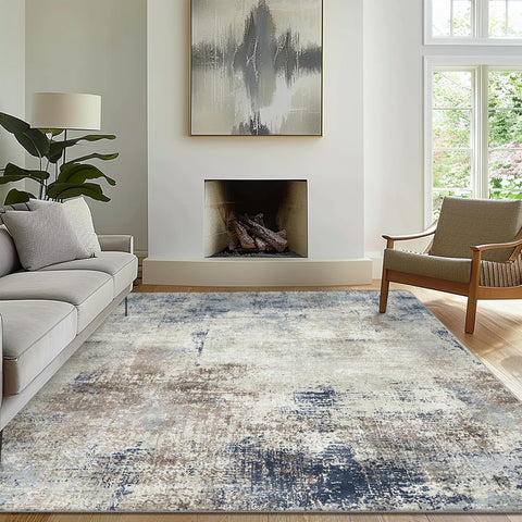 GENIMO Modern Abstract Textured Machine Washable Area Rug Blue