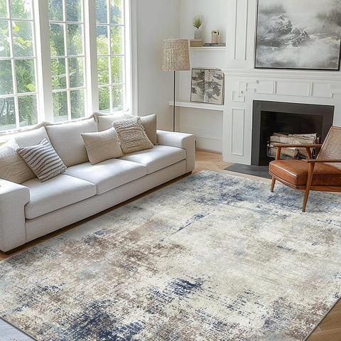 GENIMO Modern Abstract Textured Machine Washable Area Rug Blue