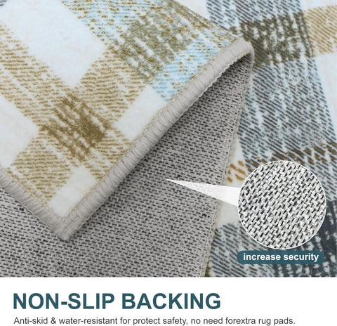 GENIMO Classic Plaid Print Machine Washable Non-Slip
