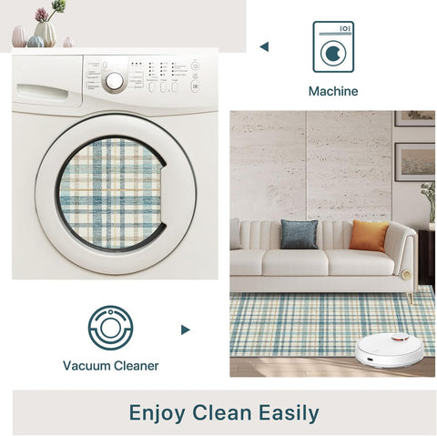 GENIMO Classic Plaid Print Machine Washable Non-Slip
