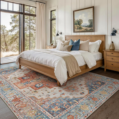 GENIMO Non Slip Indoor Soft Distressed Lightweight Thin Low Pile Area Rug