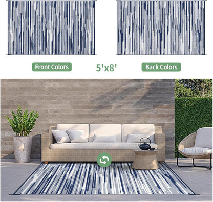 GENIMO Irregular Short Stripe Printed Waterproof Outdoor Rug