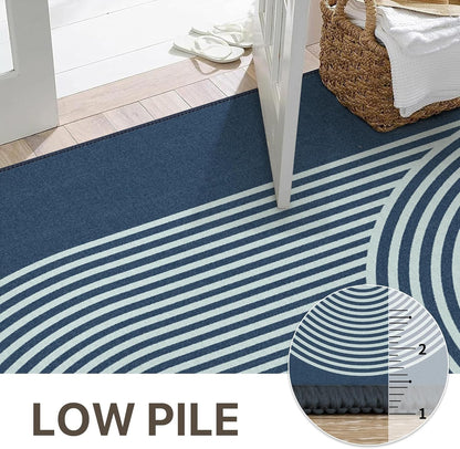 GENIMO Modern Minimalist Oval Line Printed Non-Slip Area Rug