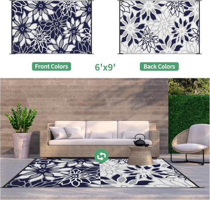GENIMO Daisy Pattern Reversible Waterproof Outdoor Rug