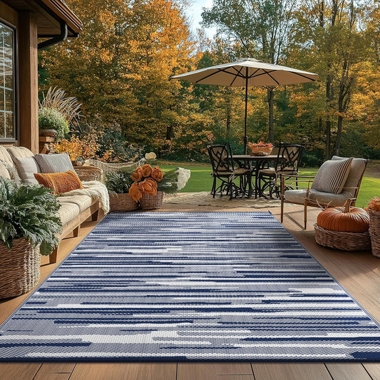 GENIMO Irregular Short Stripe Printed Waterproof Outdoor Rug