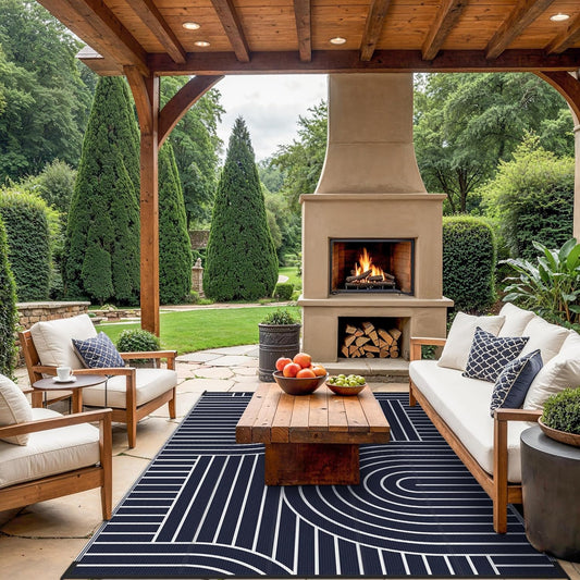 GENIMO Oval Stripe Double Sided Waterproof Outdoor Rug