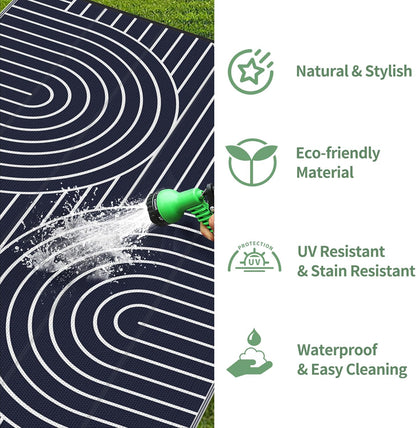 GENIMO Oval Stripe Double Sided Waterproof Outdoor Rug
