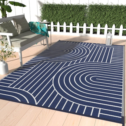 GENIMO Oval Stripe Double Sided Waterproof Outdoor Rug