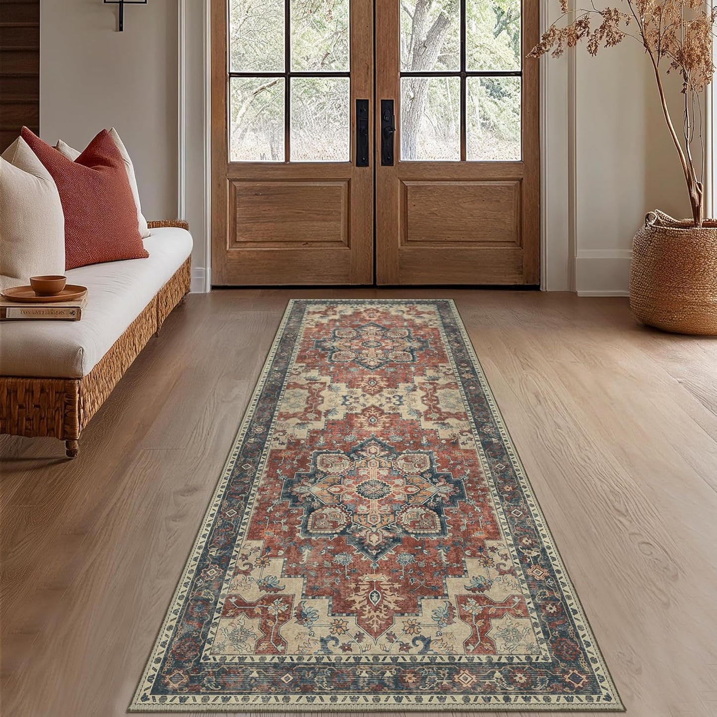 GENIMO Gorgeous Vintage Bohemian Print Machine Washable Runner Rug