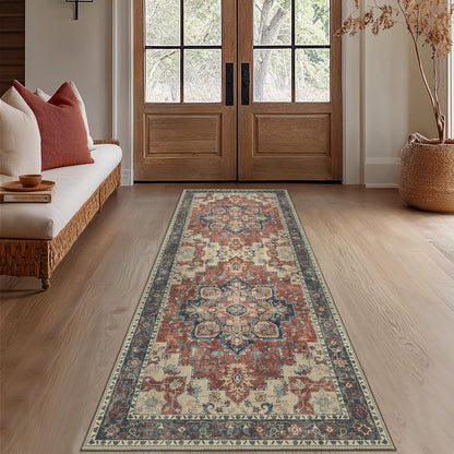 GENIMO Gorgeous Vintage Bohemian Print Machine Washable Runner Rug