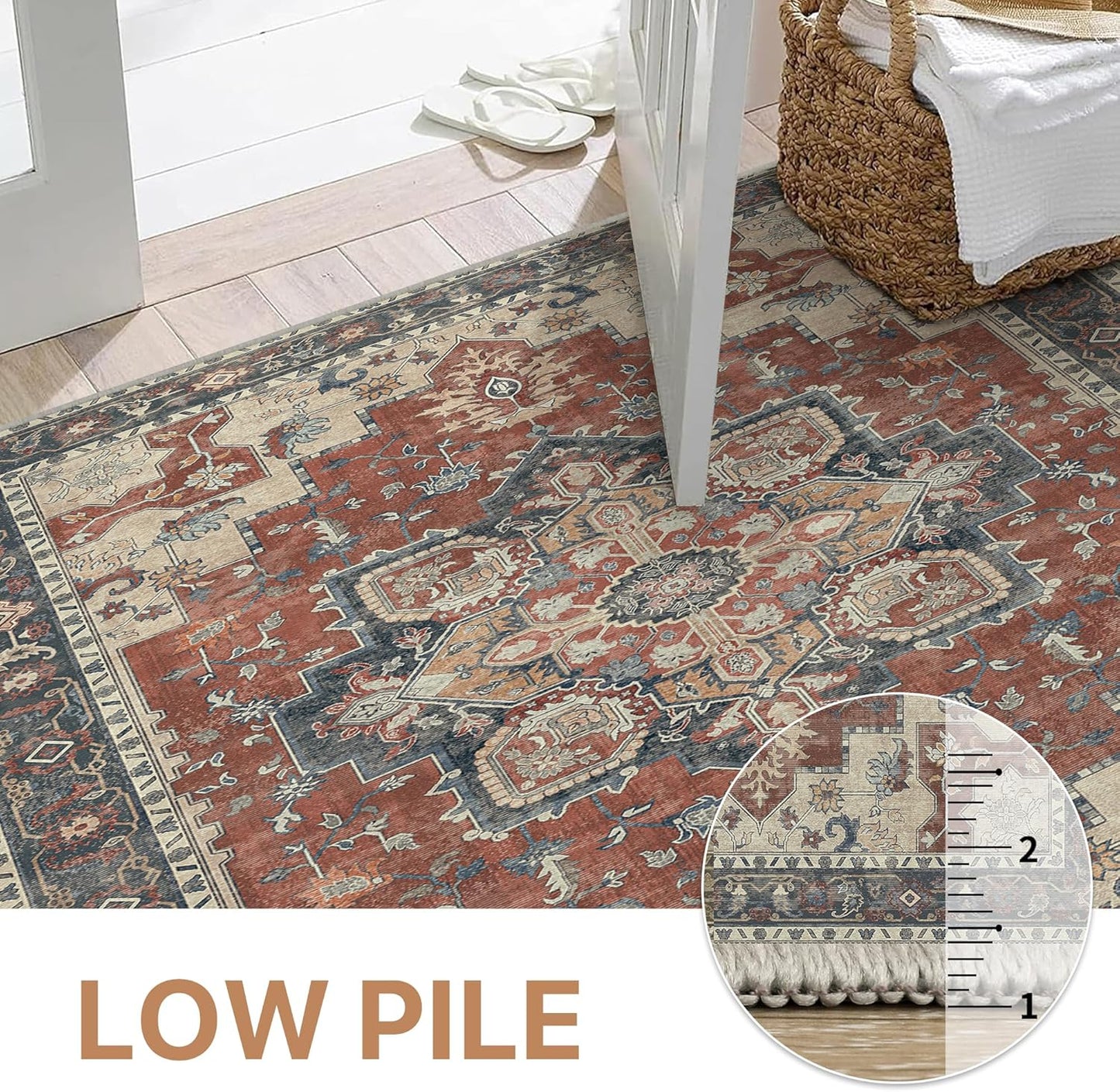 GENIMO Gorgeous Vintage Bohemian Print Machine Washable Runner Rug