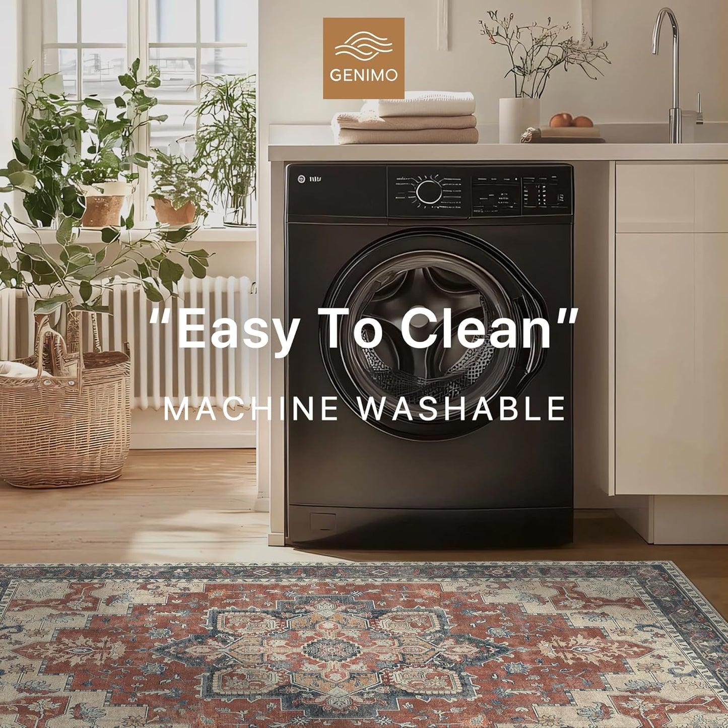 GENIMO Gorgeous Vintage Bohemian Print Machine Washable Runner Rug
