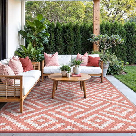 GENIMO Rhombic Printed Double Sided Waterproof Outdoor Rug