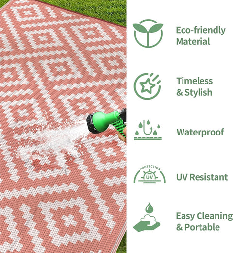 GENIMO Rhombic Printed Double Sided Waterproof Outdoor Rug