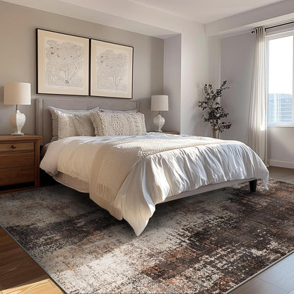 GENIMO Washable Area Rug Modern Brown Urban Mist