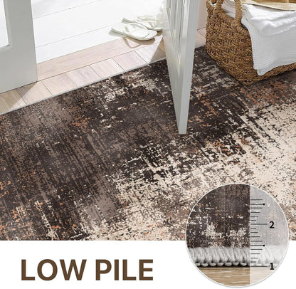 GENIMO Washable Area Rug Modern Brown Urban Mist