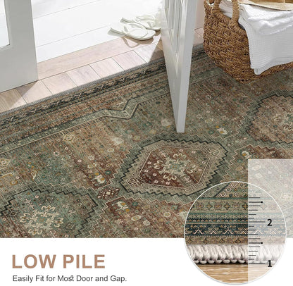 GENIMO Machine Washable Runner Rug Non Slip Carpet with Gripper Brown