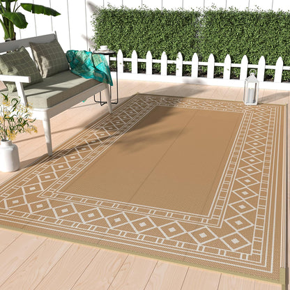 GENIMO Bohemian Style Waterproof Outdoor Rug Beige