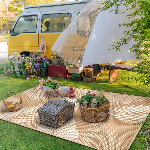 GENIMO Outdoor Rug Waterproof for Patios Clearance Brown