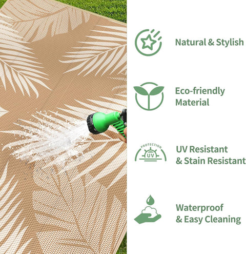 GENIMO Outdoor Rug Waterproof for Patios Clearance Brown
