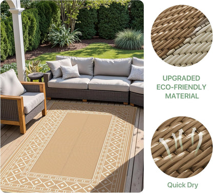 GENIMO Bohemian Style Waterproof Outdoor Rug Beige