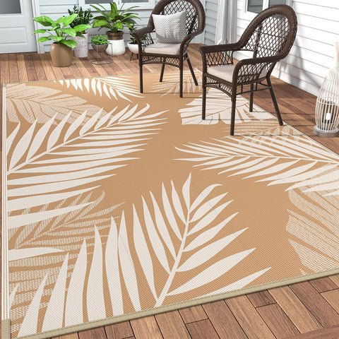 GENIMO Outdoor Rug Waterproof for Patios Clearance Brown