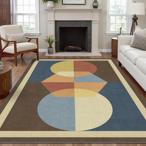 GENIMO Modern Geometric Aesthetic Patchwork Design Non-Slip Area Rug