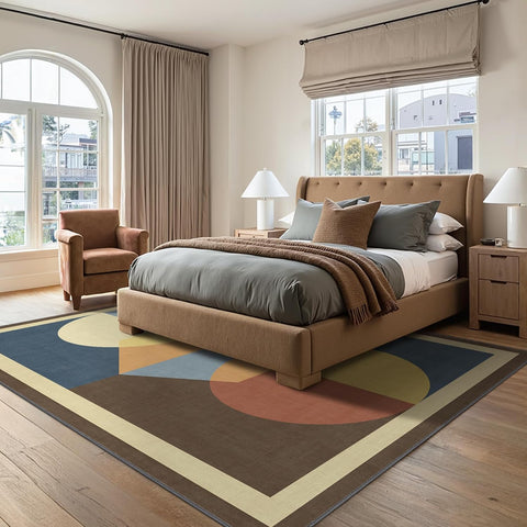 GENIMO Modern Geometric Aesthetic Patchwork Design Non-Slip Area Rug