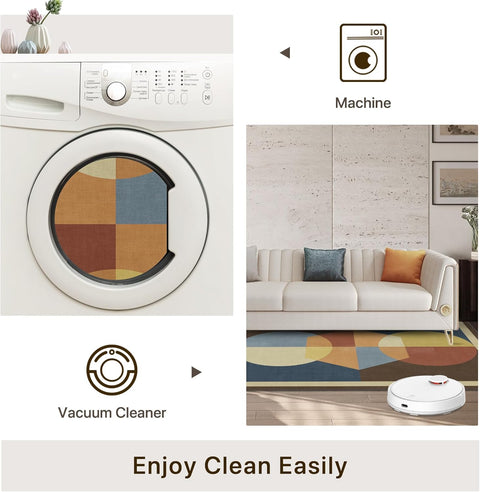 GENIMO Modern Geometric Aesthetic Patchwork Design Non-Slip Area Rug
