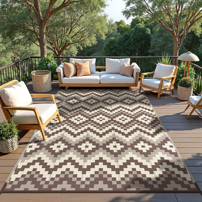 GENIMO Diamond Geometric Print Double Sided Waterproof Outdoor Rug