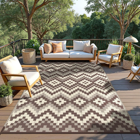 GENIMO Diamond Geometric Print Double Sided Waterproof Outdoor Rug