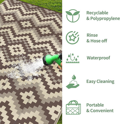 GENIMO Diamond Geometric Print Double Sided Waterproof Outdoor Rug