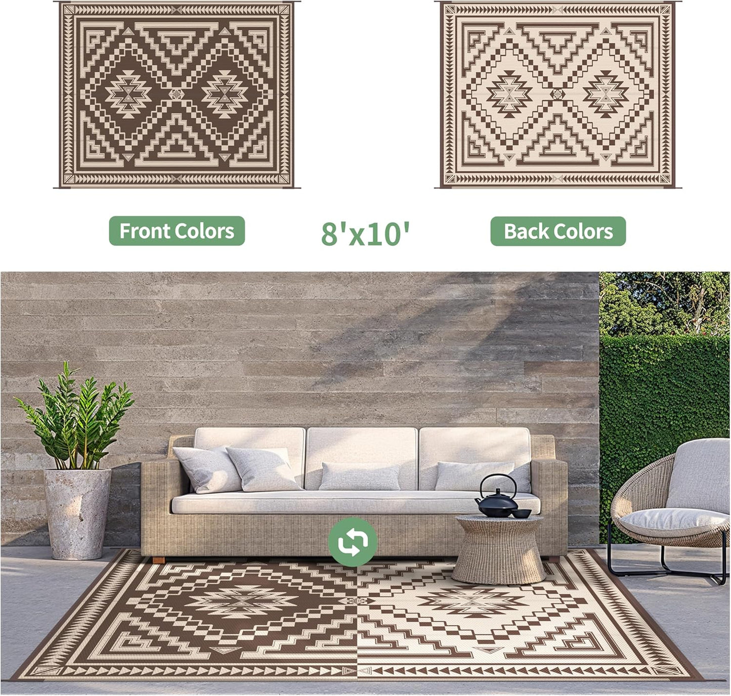 GENIMO Wave Diamond Geometric Waterproof Outdoor Rug