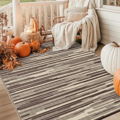 GENIMO Irregular Short Stripe Printed Waterproof Outdoor Rug