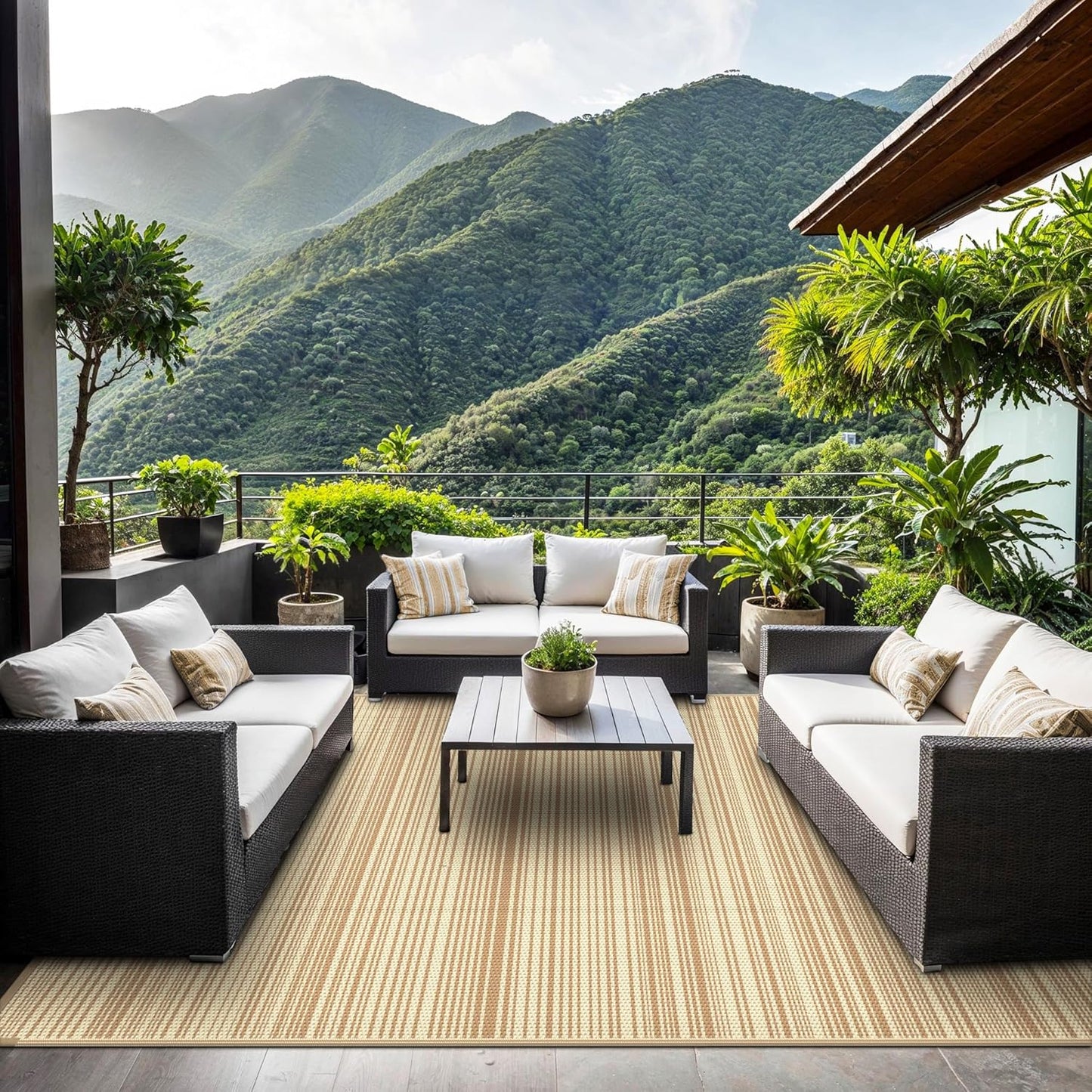 GENIMO Simple Striped Waterproof Outdoor Rug