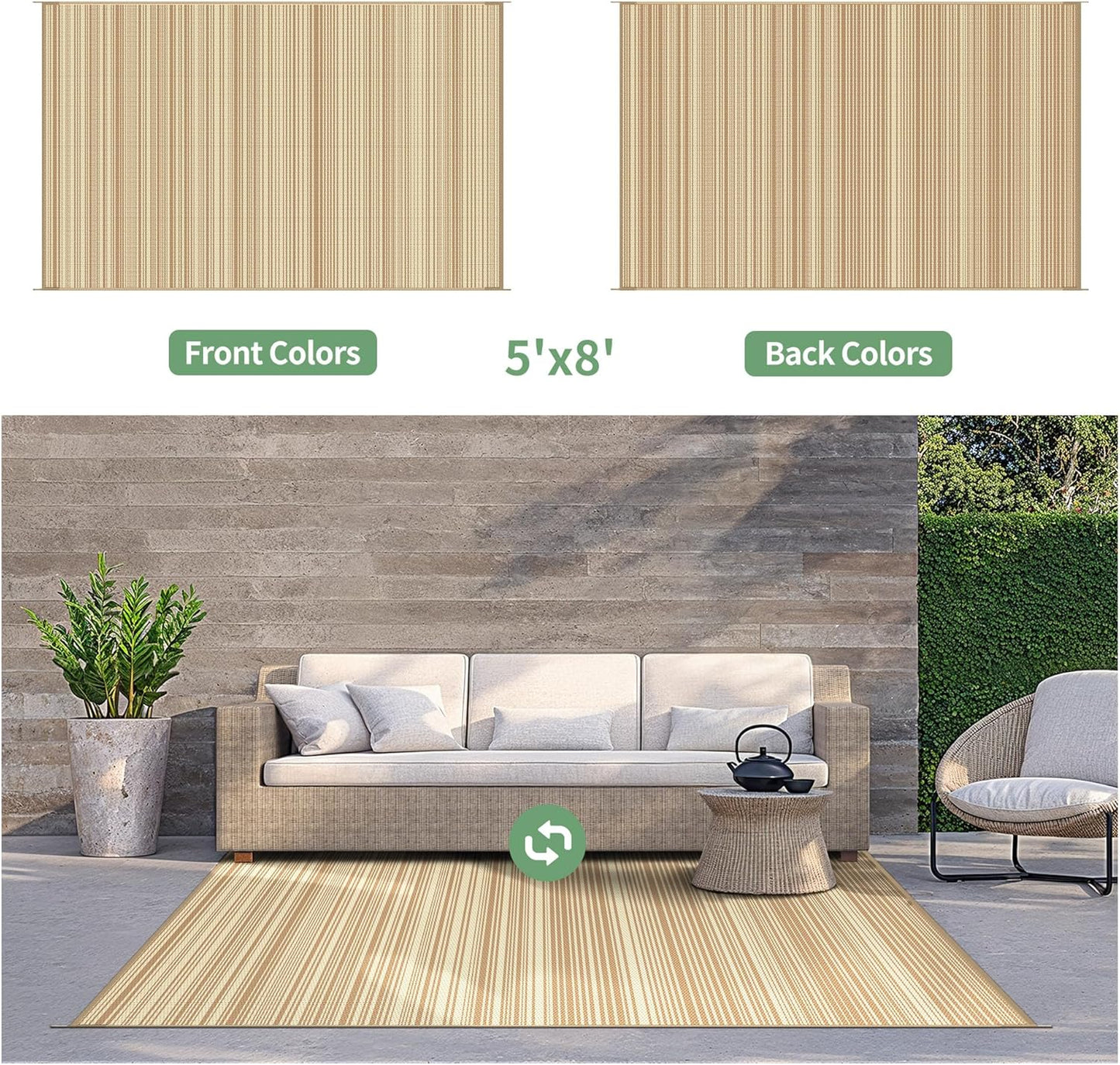 GENIMO Simple Striped Waterproof Outdoor Rug