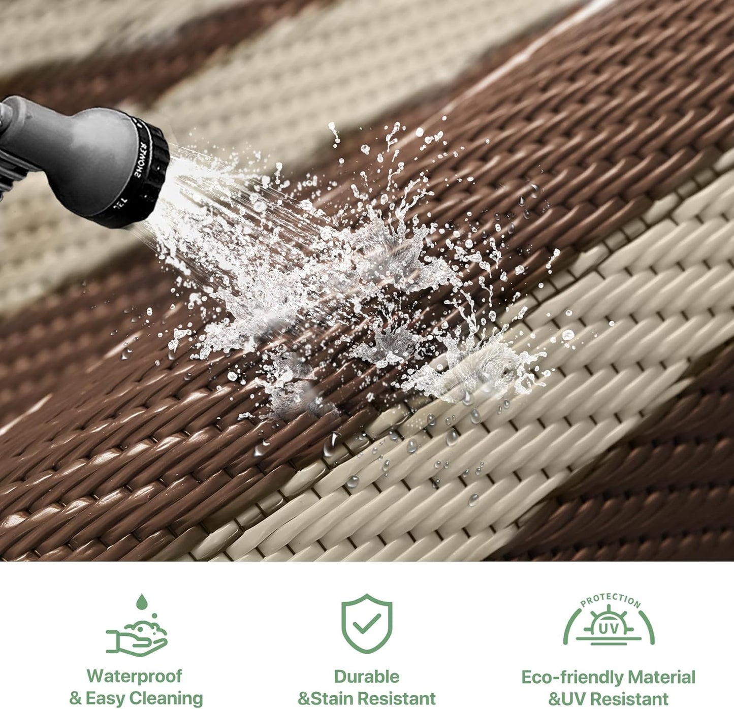 GENIMO Bohemian Style Waterproof Outdoor Rug Beige
