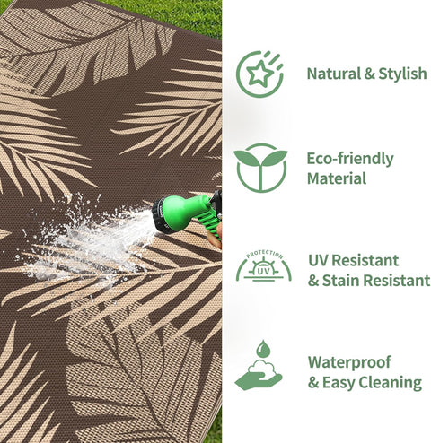 GENIMO Outdoor Rug Waterproof for Patios Clearance Brown