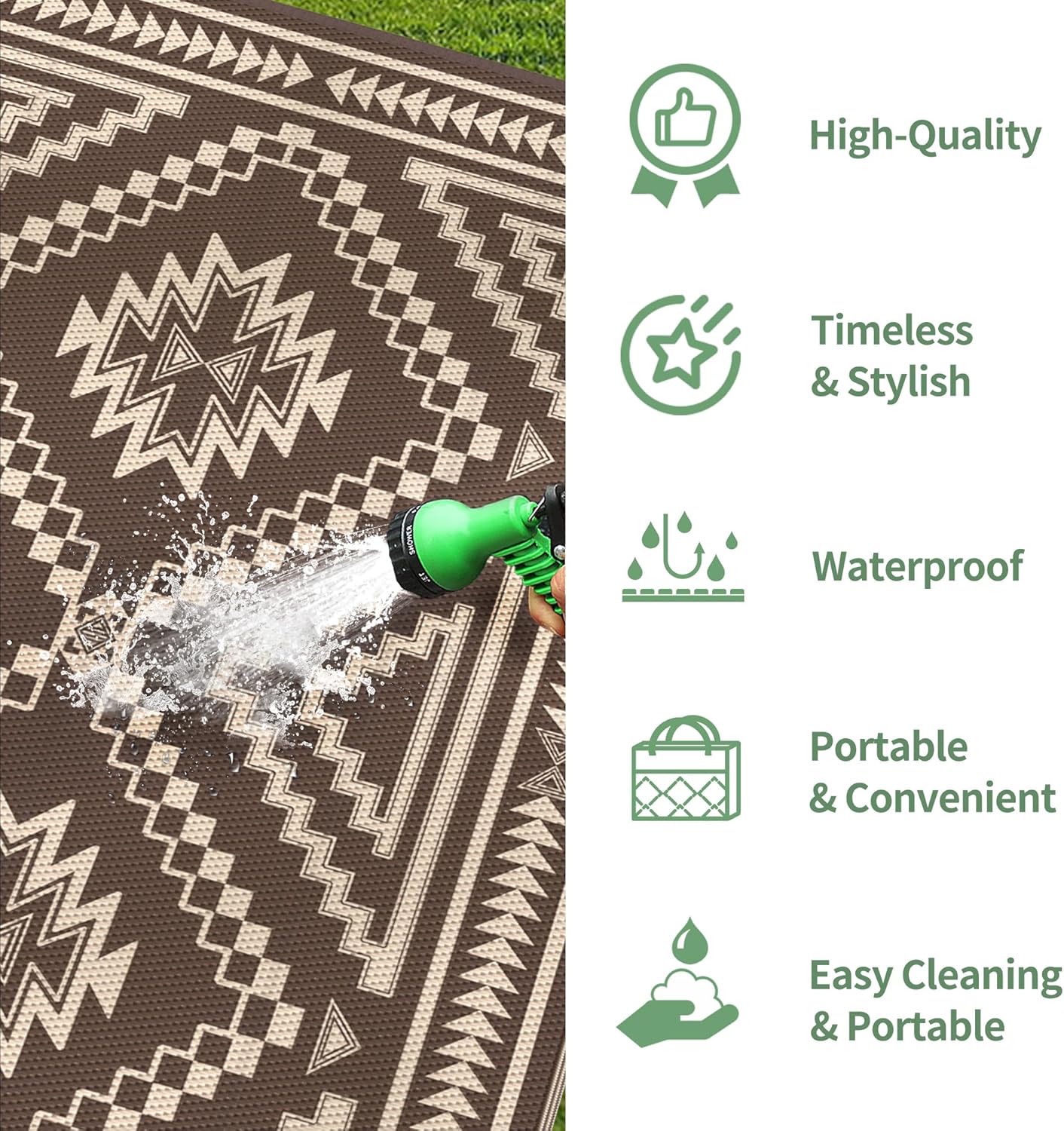 GENIMO Wave Diamond Geometric Waterproof Outdoor Rug